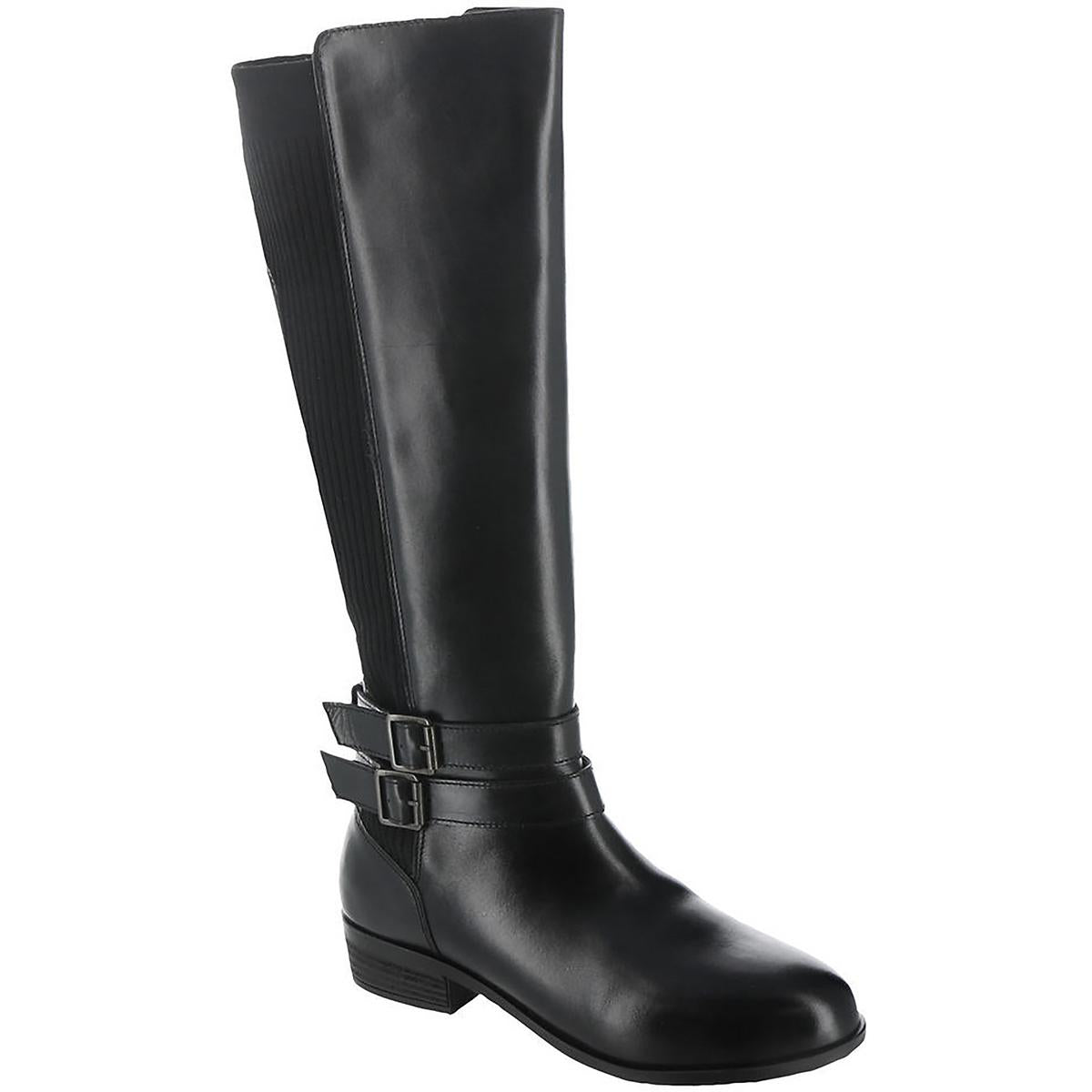 Bonnie Leder Stacked Ferse Kniehohe Stiefel