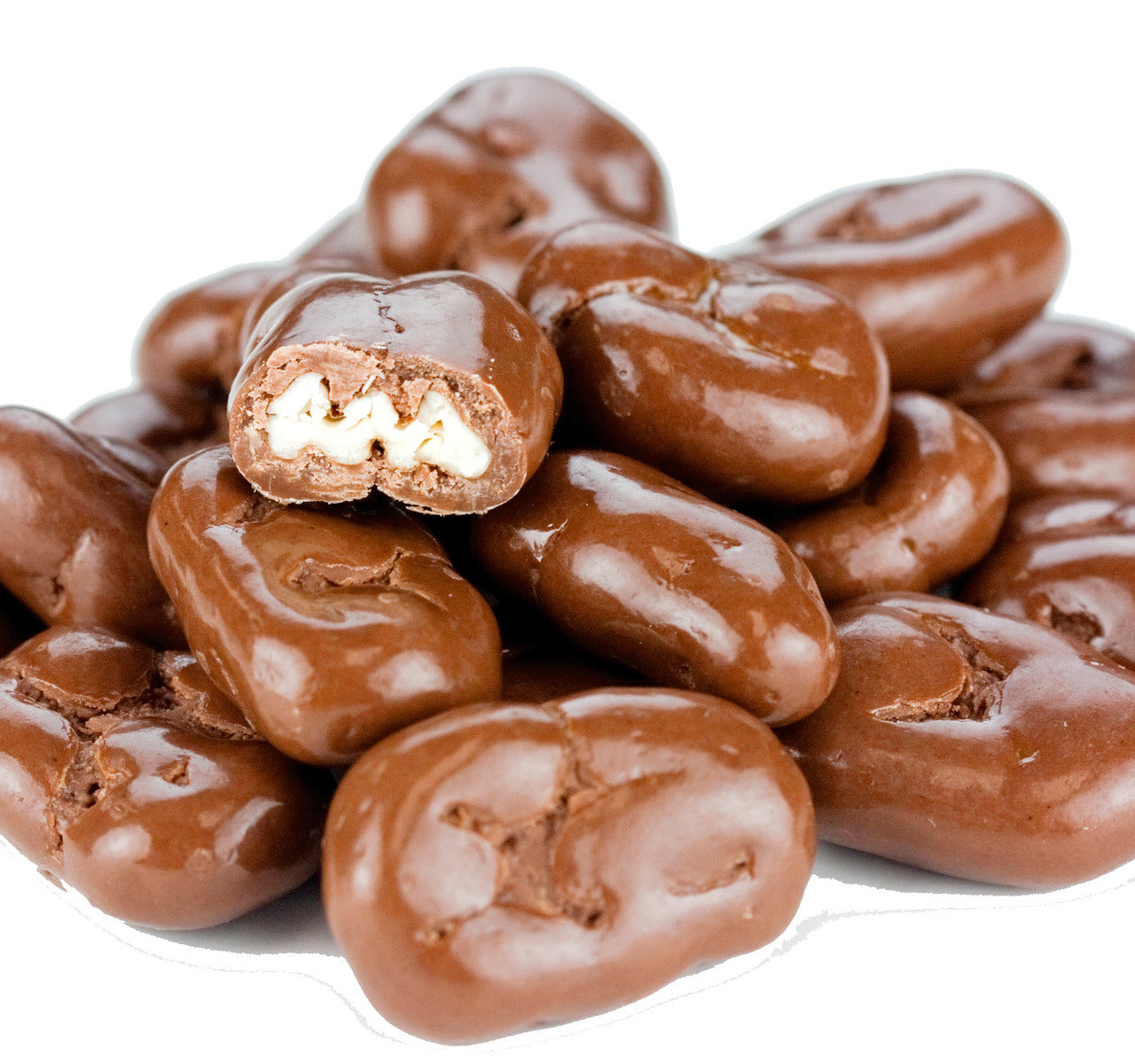 Zuckerfreie Milchschokolade bedeckt Pekannuss