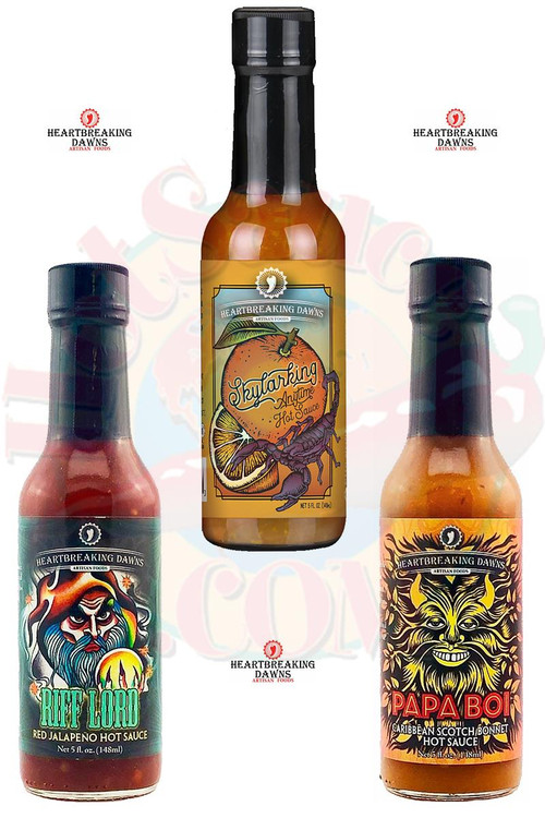 Heartbreaking Dawns Fruchtige Hitze Chilisauce Geschenk-Set, 3/5oz