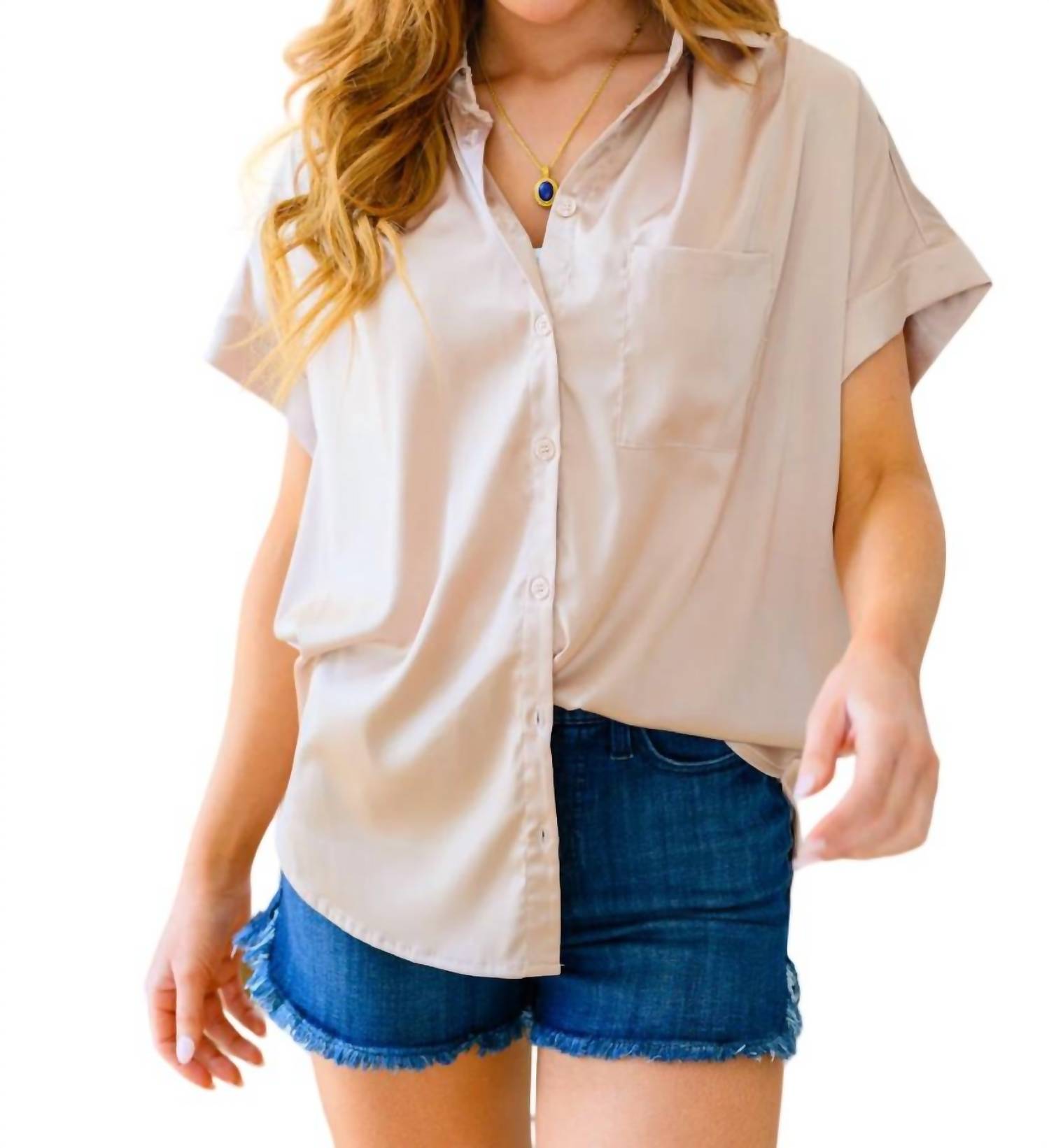 Nie habe ich jemals mit Knopfleiste Bluse in Champagner