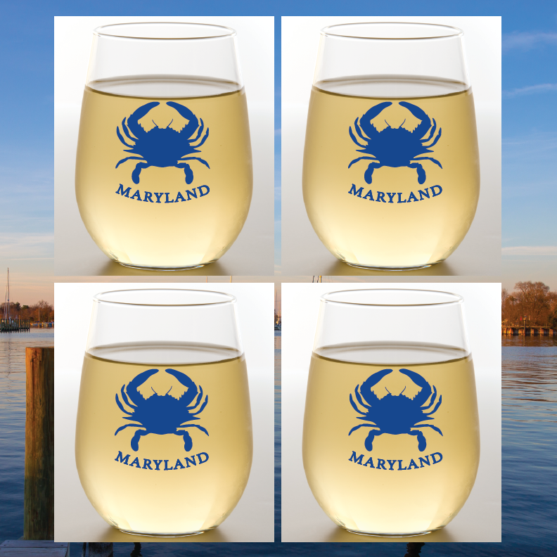 Wein-Oh! – MARYLAND Blau CRAB Shatterproof Weingläser 2er Packung