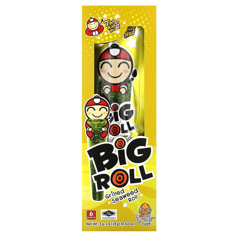Tao Kae Noi, Große Rolle, Gegrillte Algenrolle, Würziger Gegrillter Tintenfisch, 6 Packungen