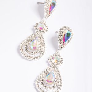 Silber Blume Stud Teardrop Ohrringe