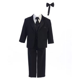 Baby Jungen Schwarz Dinner Jacke Weste Fliege Reißverschluss Hemd Hose Tuxedo 3-24M