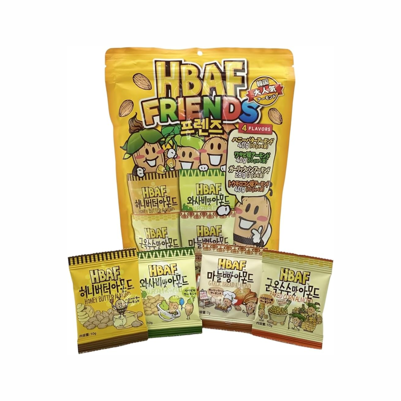 HBAF Koreanische Mandeln: Sortiment Packung (4 Arten sortiert)