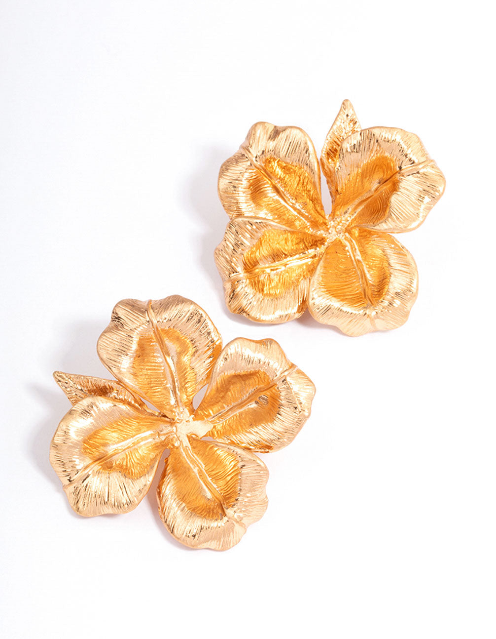 Verschlissene Gold Statement Blume Ohrstecker
