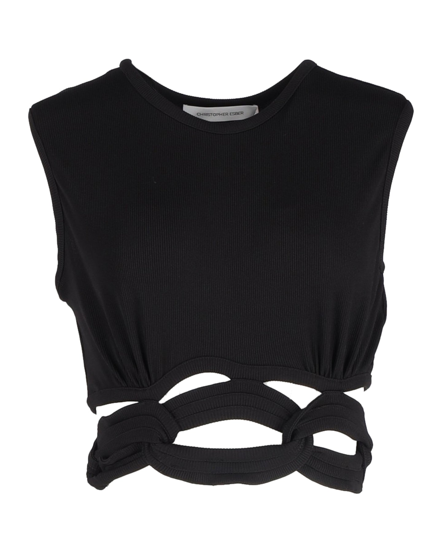 Christopher Esber Crop Top aus schwarzem Polyester mit Kette