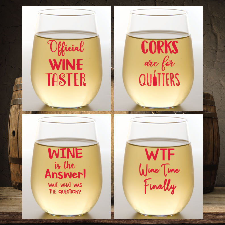 Wine-Oh! – WEIN SAYINGS Shatterproof Weingläser 2er Packung