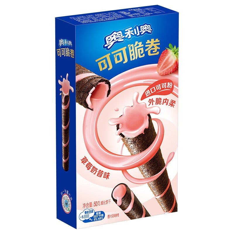 Oreo Kakao Waffel Rolls Erdbeergeschmack 50g