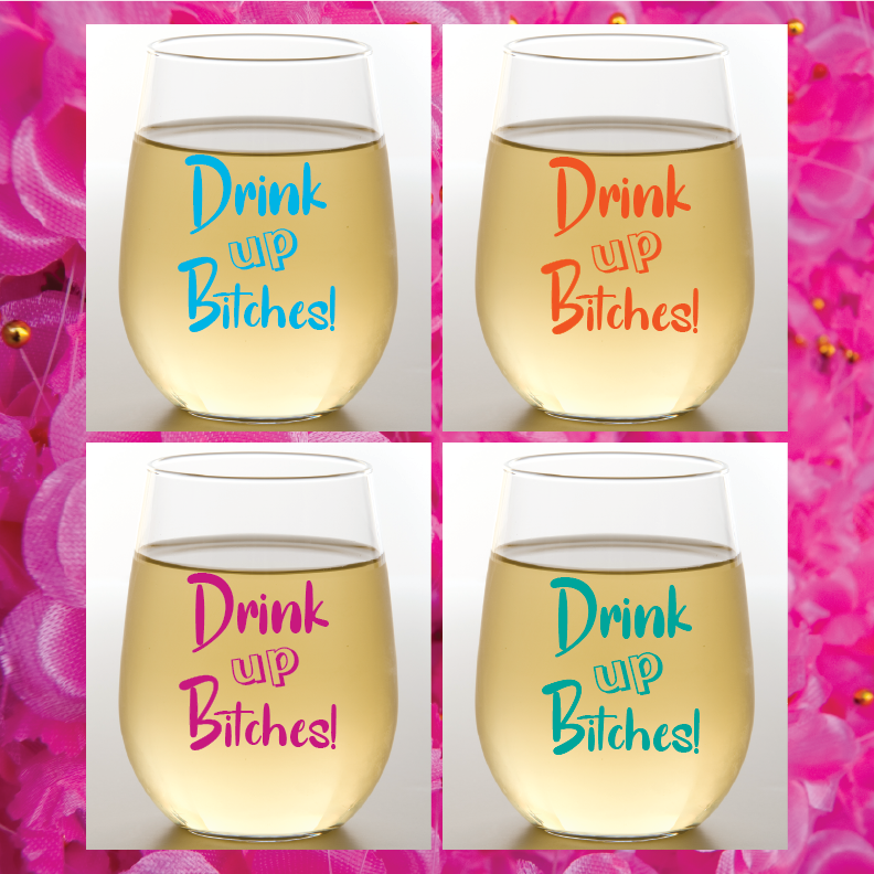 Wine-Oh! – DRINK UP BITCHES Shatterproof Weingläser 2er Packung