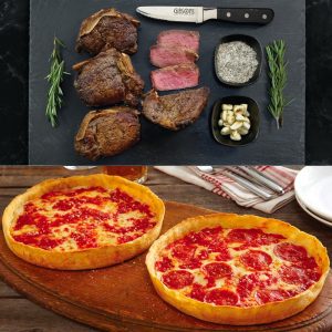 4 Gibsons . gga Knochen-in Filets & 2 Lous Pizzas – 12oz
