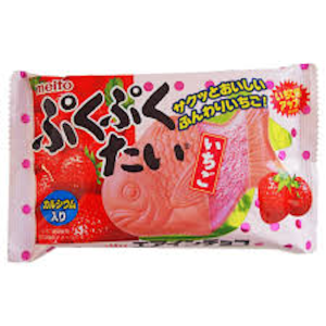 Meito “Puku Puku Tai, Erdbeere, Taiyaki-förmige Monaka, – 17g