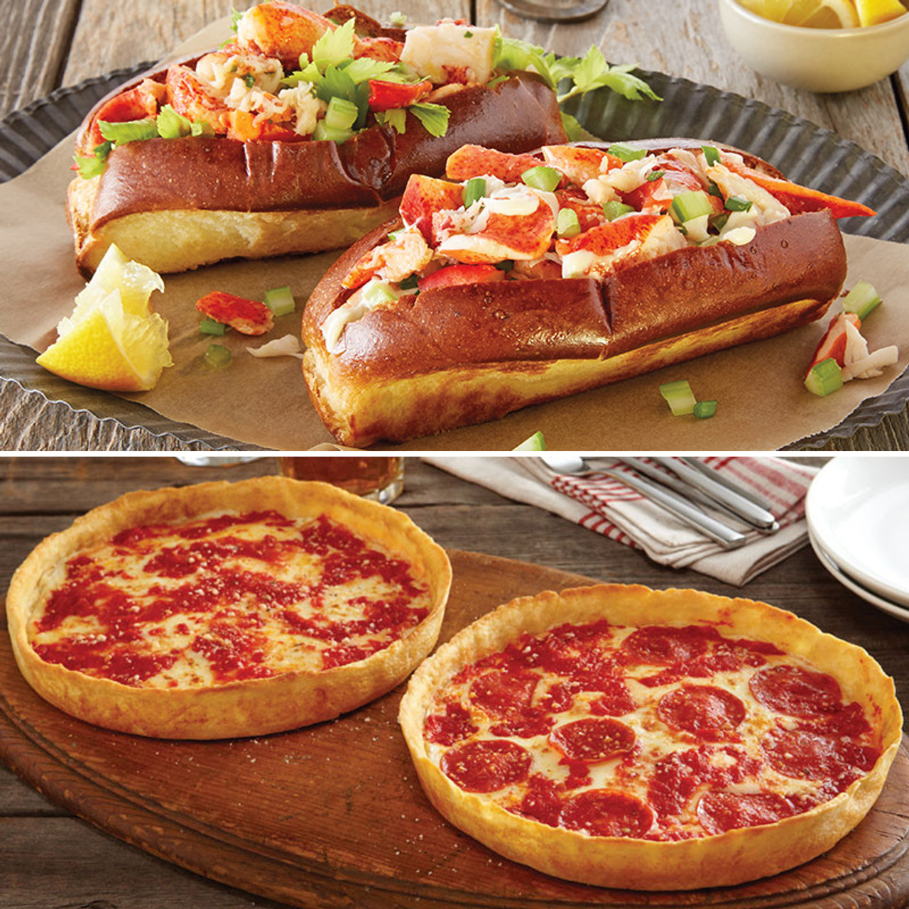 Shaw's Crab House Hummer Roll Kit und 2 Lou's Pizzas
