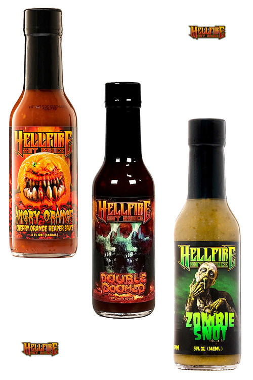 Hellfire Angry Doomed Zombie Chilisaucen Set, 3/5oz