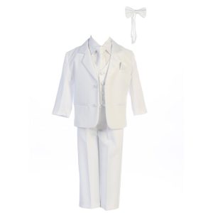 Baby Jungen Weiße Dinner Jacke Weste Fliege Reißverschluss Hemd Hose Tuxedo 3-24M