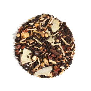 Kokosnuss-Chai-Tee, Kokosnuß-Chai, schwarzer Tee, Pflaume deluxe