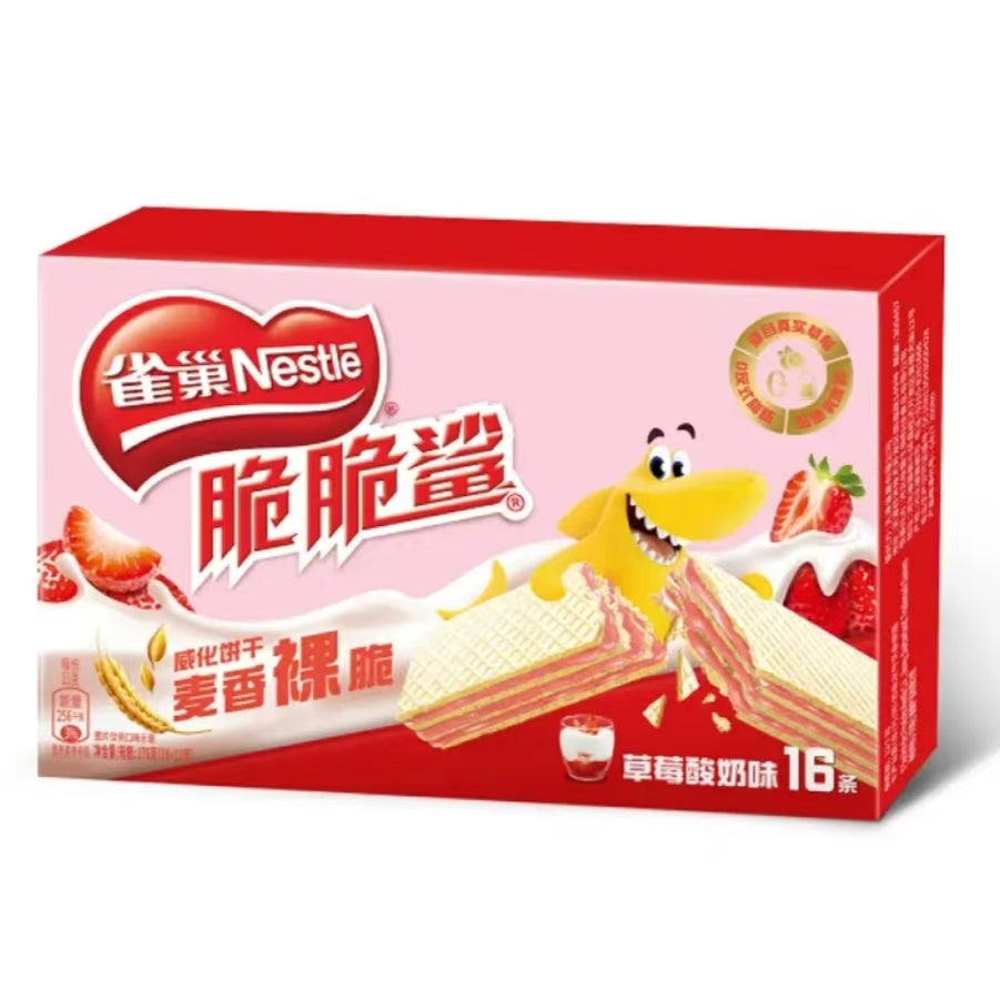 Nestle Knusprig Shark Waffel Kekse Erdbeerjoghurt Geschmack 176g