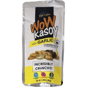 Nut n Else – WoW Kasoy with Knoblauch Cashew-Nüsse mit knusprigen Knoblauchchips – unglaublich knackig! – 80 g