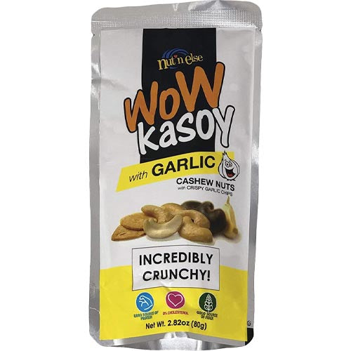 Nut n Else – WoW Kasoy mit Knoblauch – Cashewnüsse mit knusprigen Knoblauchchips – Unglaublich knackig! – 80 G