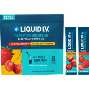 Liquid IV Erdbeere und Goldkirsche Elektrolyte Hydratation Multiplikator, 30 zählen