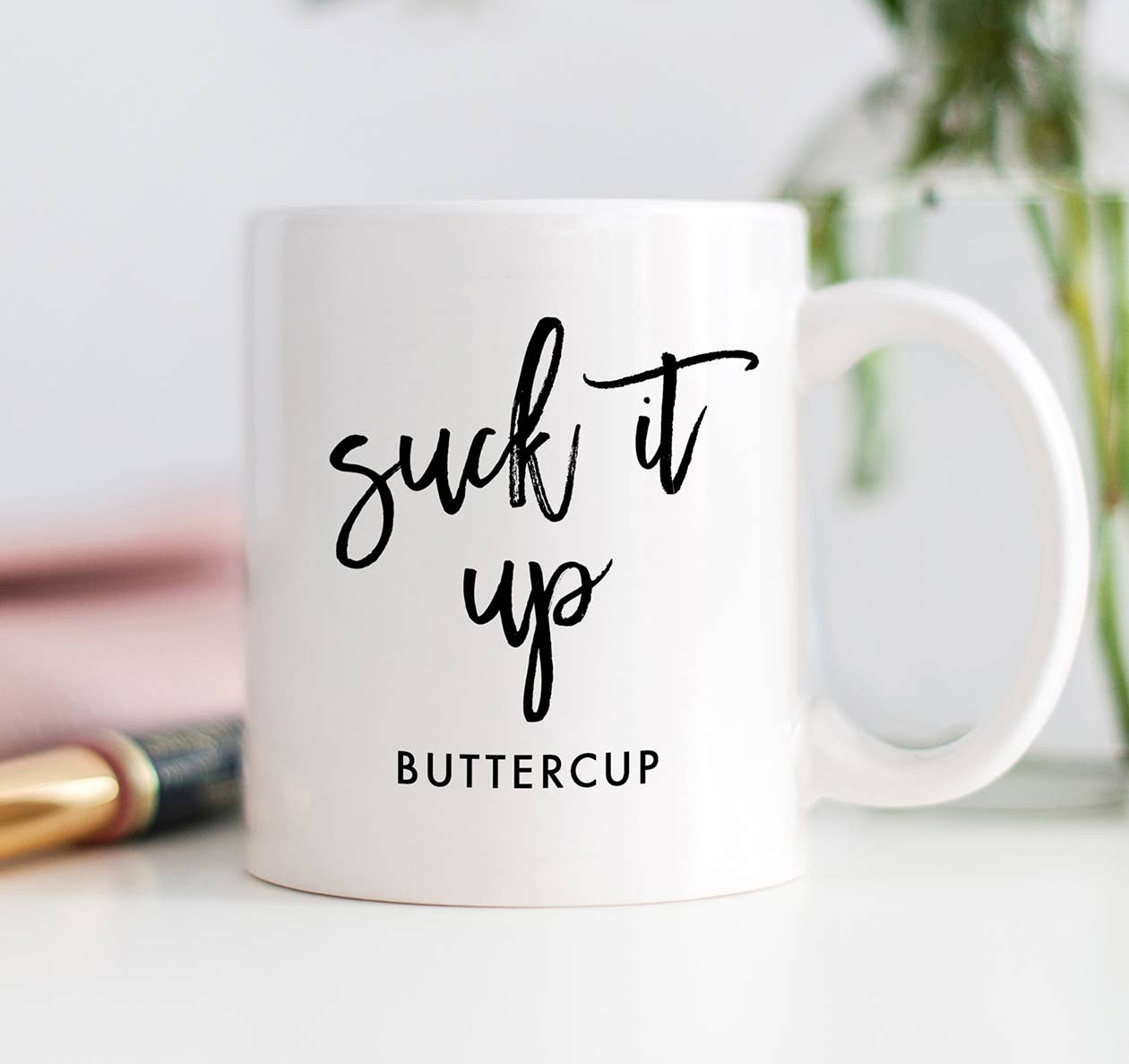 Digibuddha – Saugen Sie es Buttercup Tasse, lustige motivierende Kaffeetasse