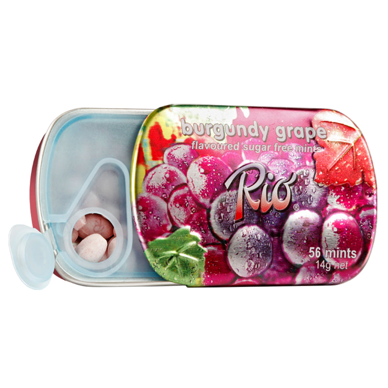 Rio zuckerfrei Minzbonbons in Burgund Traubengeschmack 14g
