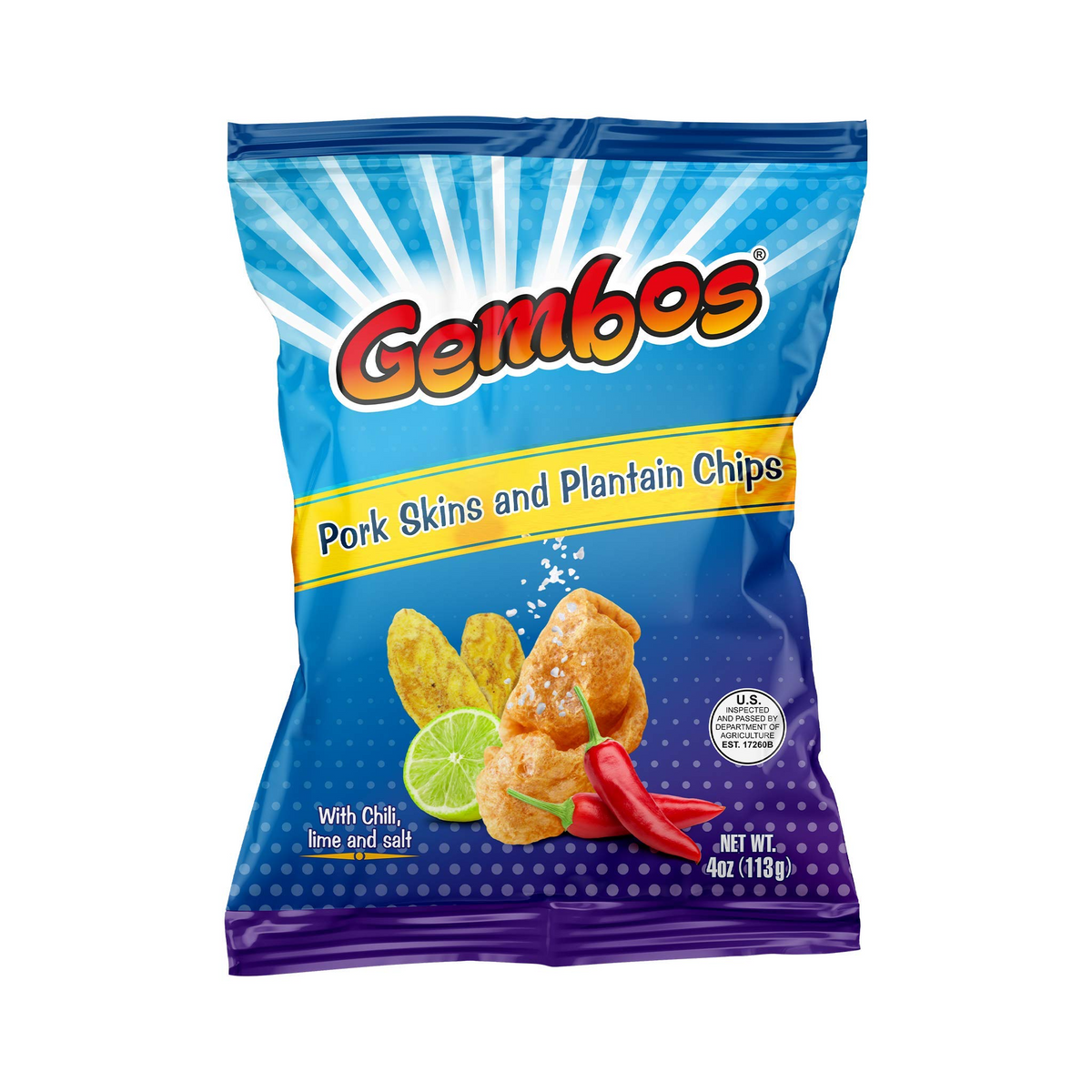 Gembos Schweinefleisch Skins und Wegerich Chips