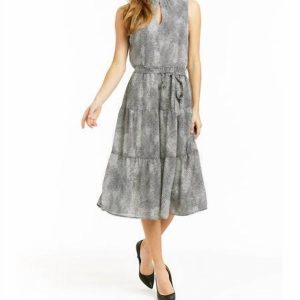 Tiger-Crêpe-Samantha-Kleid in Schwarz