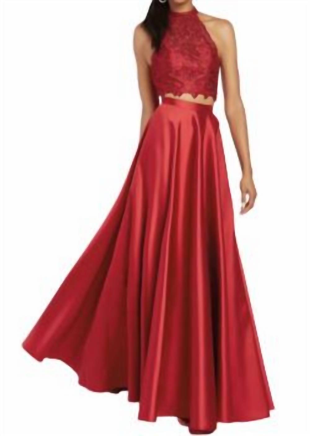 2 Stück Mikado-Spitze Kleid in Claret