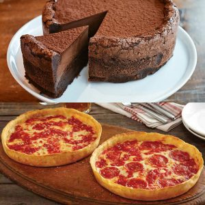 Beatrix Tall, dunkler & schöner Schokoladenkuchen & 2 Lou's Pizzas