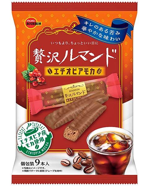 Bourbon, Zeitaku Rumando, Äthiopien Moca, knusprig Crape Keks mit Kaffeecreme, 9 Stück
