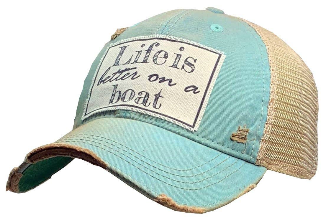 Vintage Life Das Leben ist besser auf einem Stiefel Trucker Hut Baseball Kappe