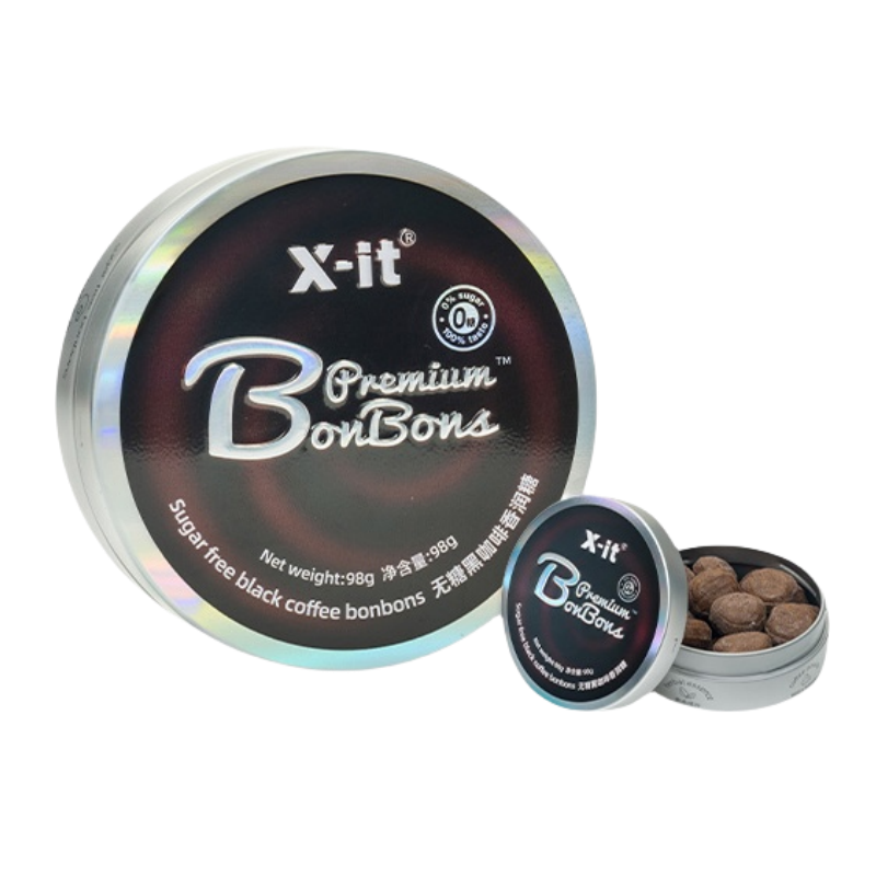 I’mint X-it Zuckerfreie schwarze Kaffee Bonbons + – 98g / 15g