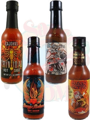 Heißesten Trinidad Scorpion und Moruga Chilisaucen 4 Packung, 4/5oz