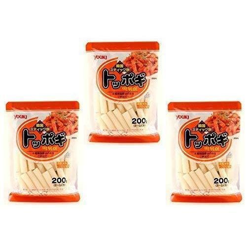 Youki Toppogi Koreanische Reis Kuchen Sticks (Packung mit 3)