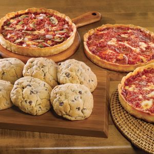 6 Carol's Kekse und 3 Lou's Pizzas