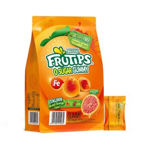 Nestlé Frutips Zero Zucker-Gummi – italienische Blutorange Geschmack – 450g