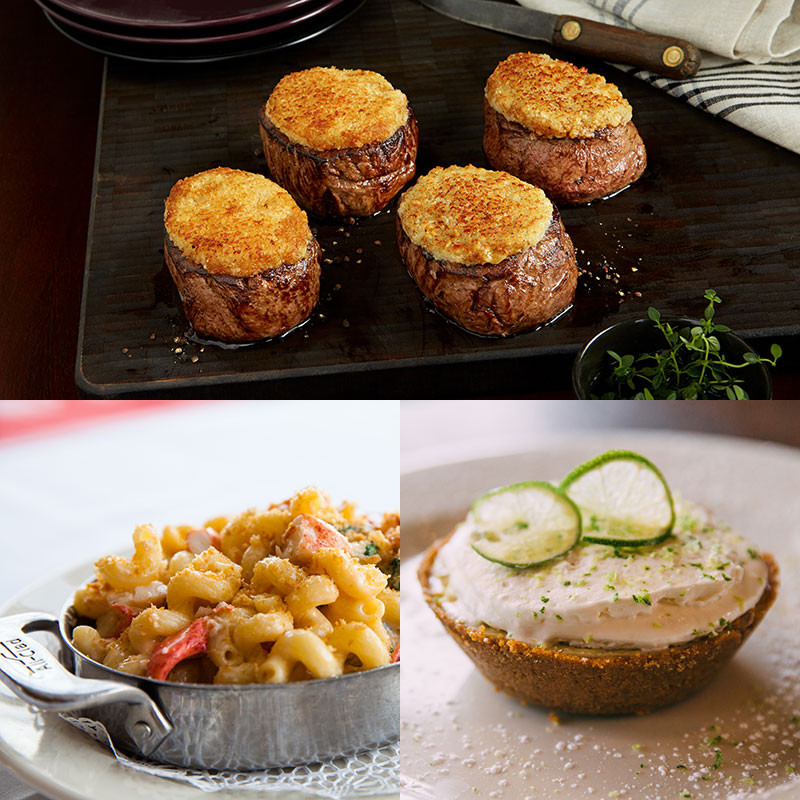 2 Wildfire Filet Medallion Trios, Shaw's Crab House Hummer Mac und 2 Mini Pies