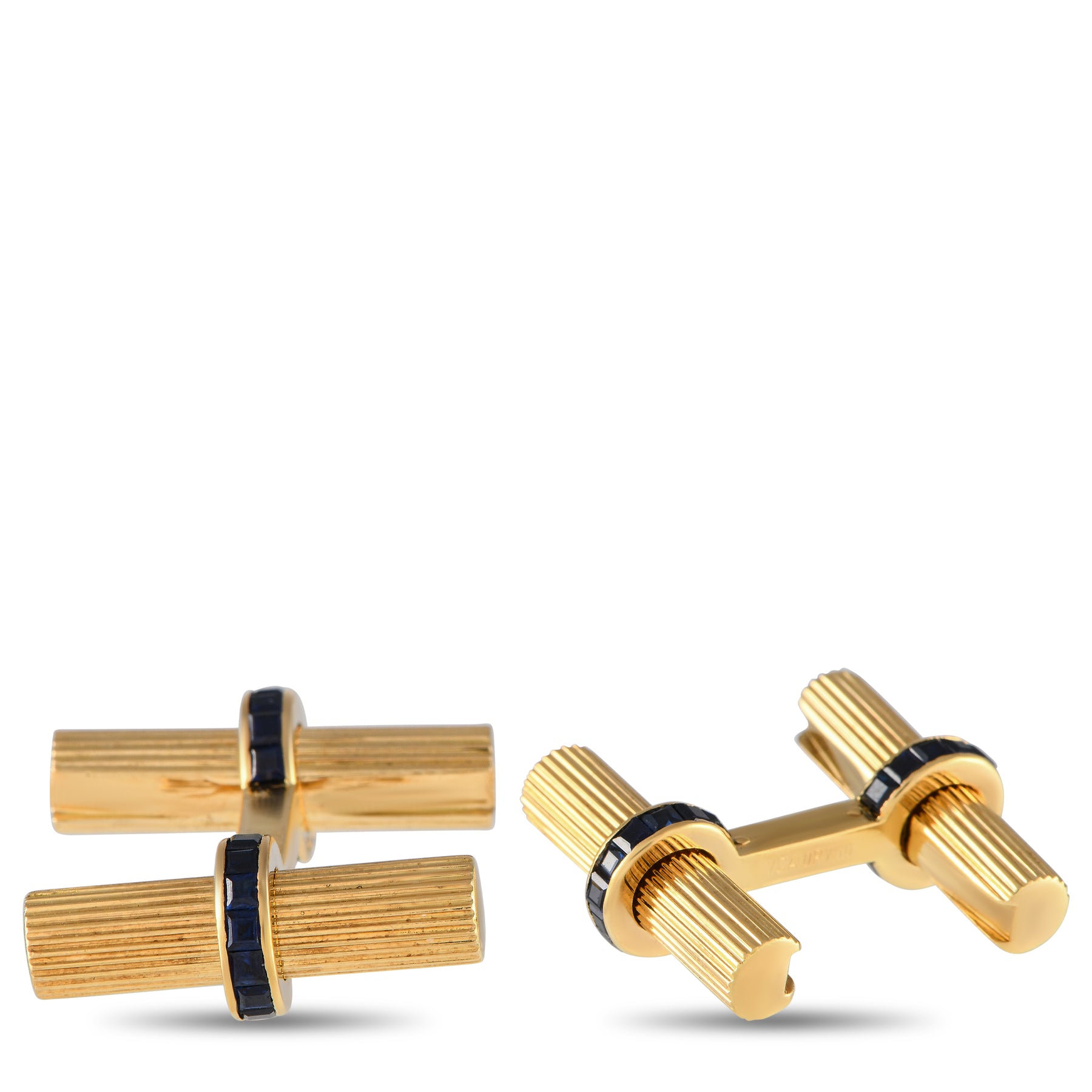 Van Cleef & Arpels Van Cleef & Arpels 18 Karat Gelbgold und Saphir Tuxedo Manschettenknöpfe Set VC16 -051524