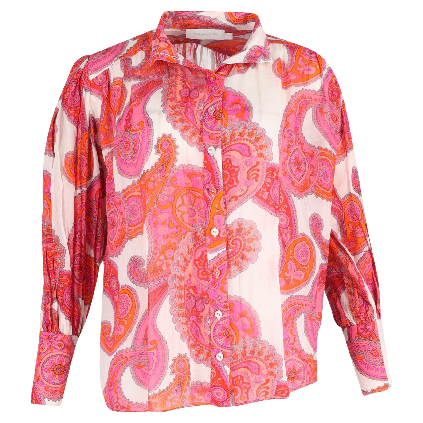 Zimmermann Peggy Bishop-Ärmel Paisley-Muster Bluse aus rosa Seide