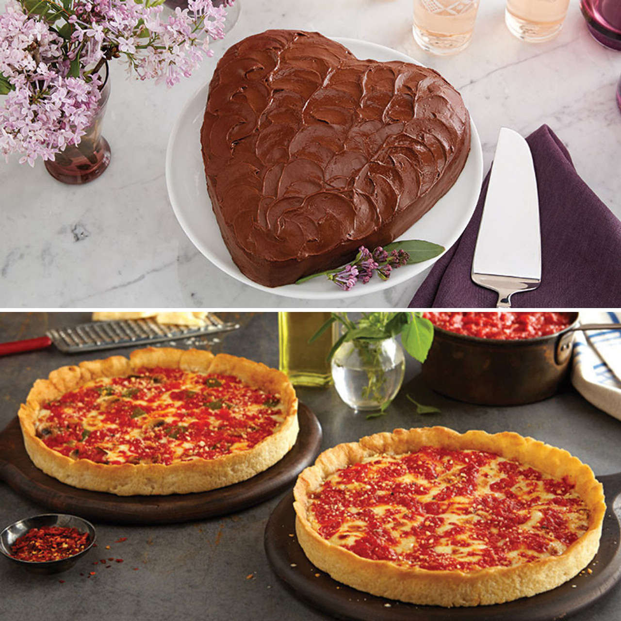 Portillo's Schokoladenkuchen & 2 Lou's Pizzas