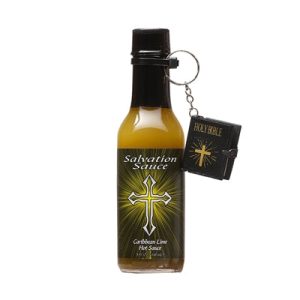 scharfe Sauce Heilsauce Caribbean Limette mit Mini-Bibel Schlüsselanhänger Hitze