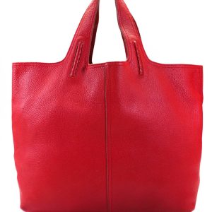 Bottega Veneta Genarbt Leder Cervo Wildleder gefüttert Double Strap groß Tragetasche Handtasche Rot