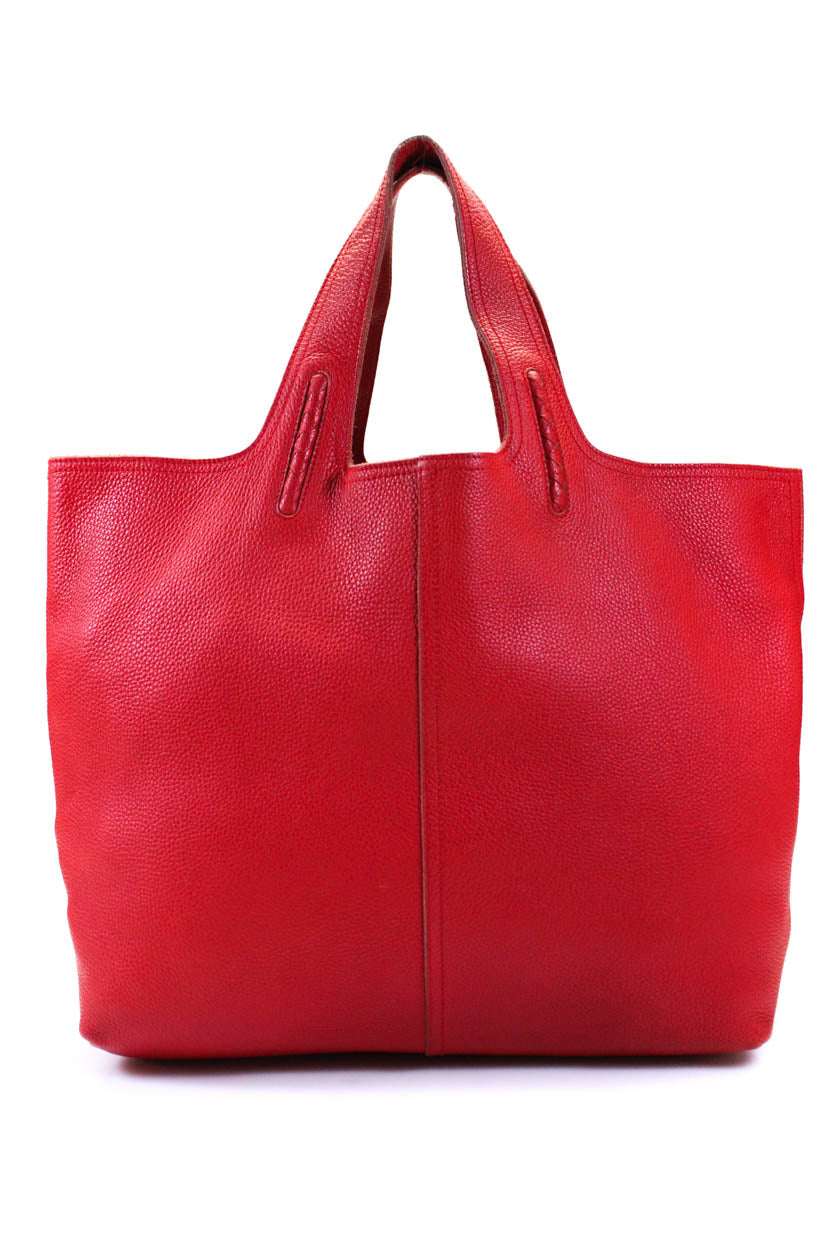 Bottega Veneta Genarbt Leder Cervo Wildleder gefüttert Double Strap groß Tragetasche Handtasche Rot
