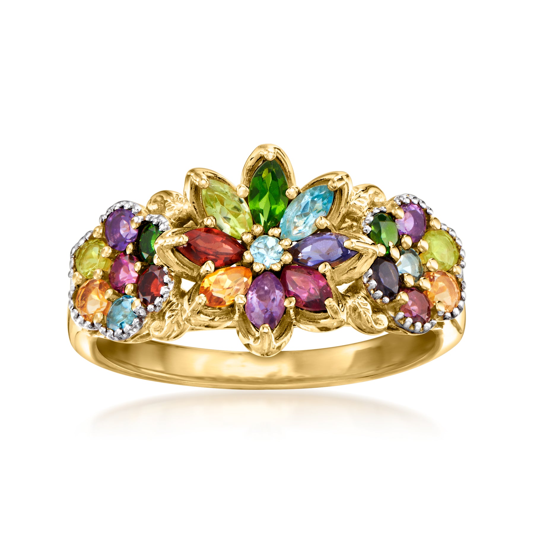 Ross-Simons Mehrfarbig-Gemstone Blumenring in 18kt Gold über Sterling
