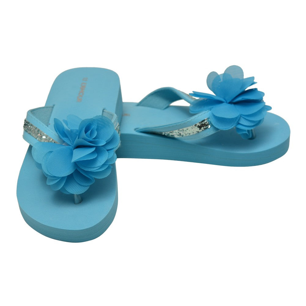 Kleine Mädchen blaue Pailletten Eva Foam Sandalen 11-4 Kinder