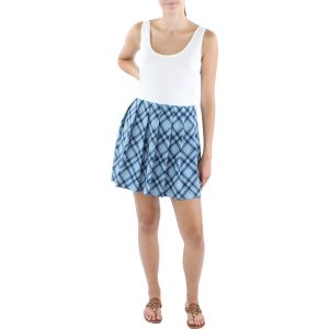 Kariertes ärmelloses Fit & Flare-Kleid für Junioren