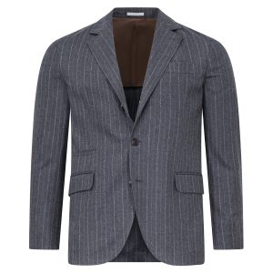 Brunello Cucinelli Neu Anthrazit Grau Pin Streifen Wolle Sport Mantel Blazer