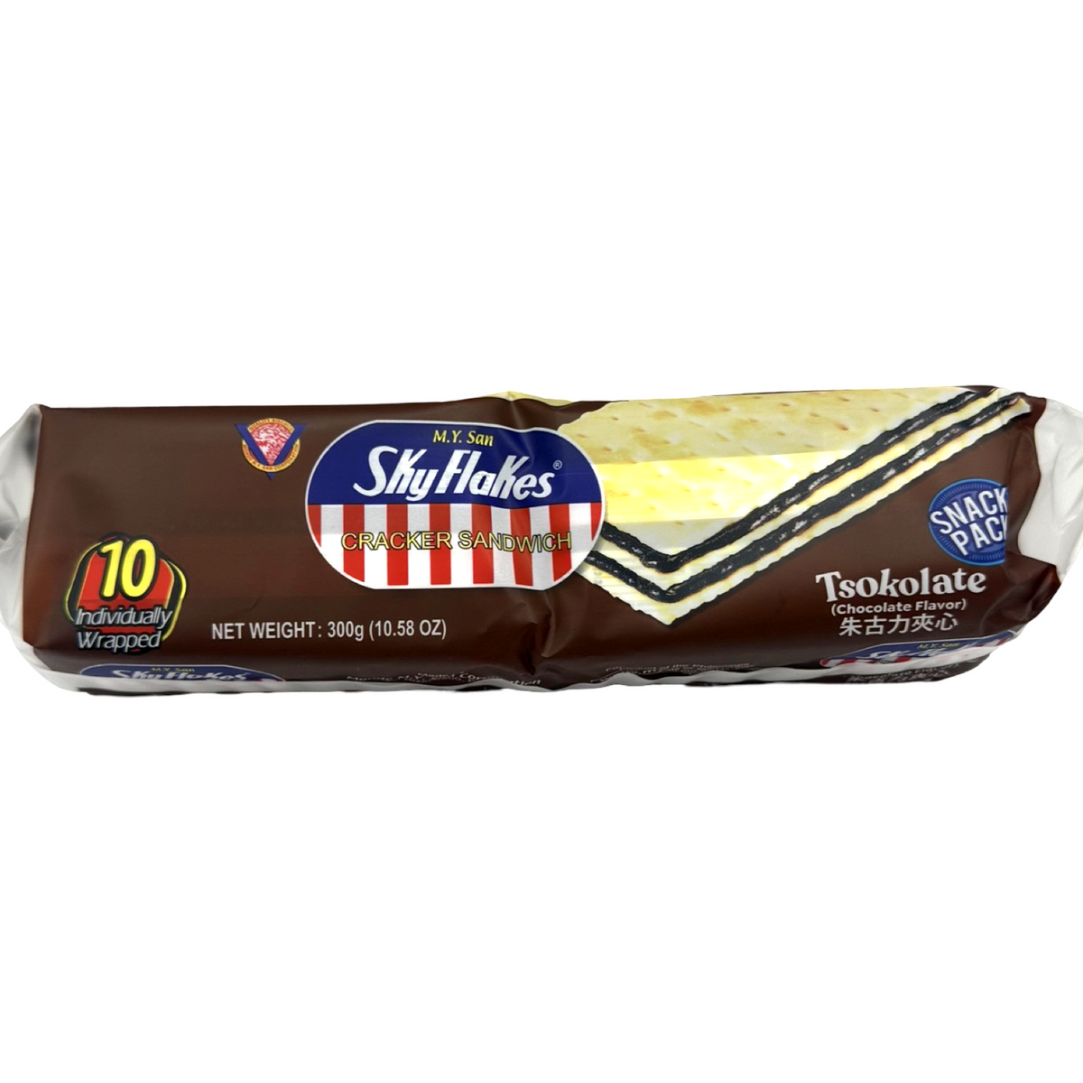 M.Y. San Skyflakes Cracker Sandwich – Füllung mit Schokoladengeschmack – 10er Packung – 300 G