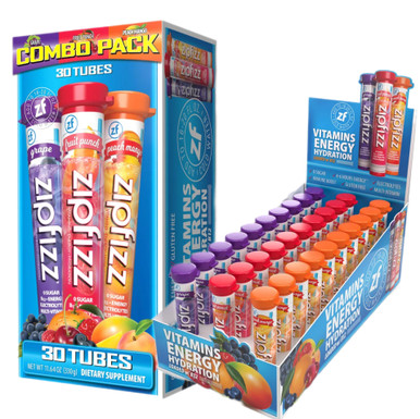 Zipfizz Healthy Energy Drink Mischung, zuckerfreies Sortenpaket mit B12 & Multivitamine, 30 Tuben